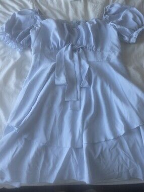 Light Blue Off-Shoulder Ruffle Mini Dress